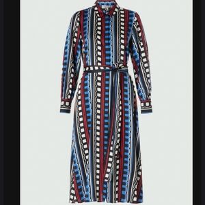 MARELLA Long Sleeve Dress in Black, Blue, and Red